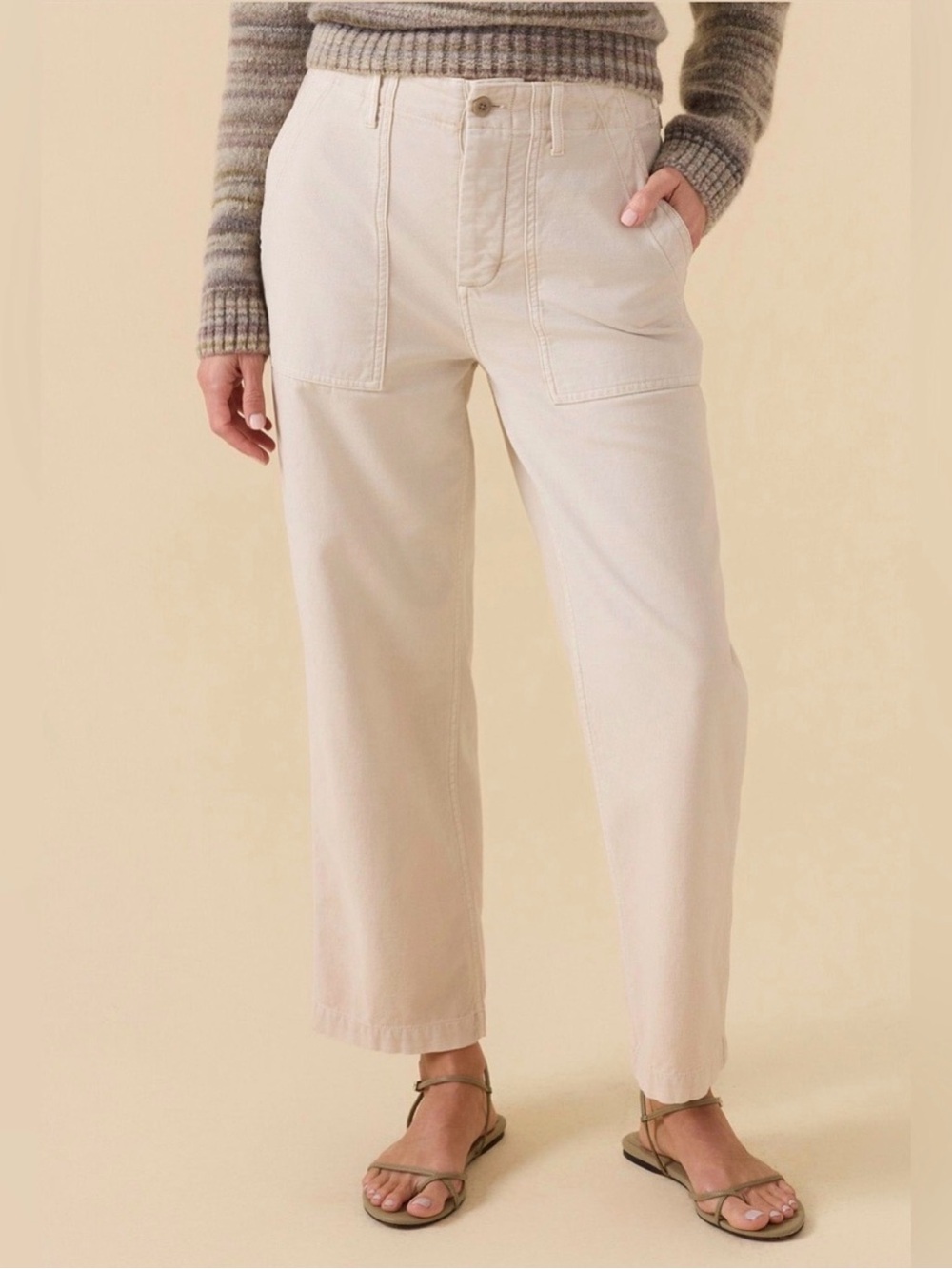 ISO Outerknown Women's Straight Leg Pants in White or Light Cream Size 26
